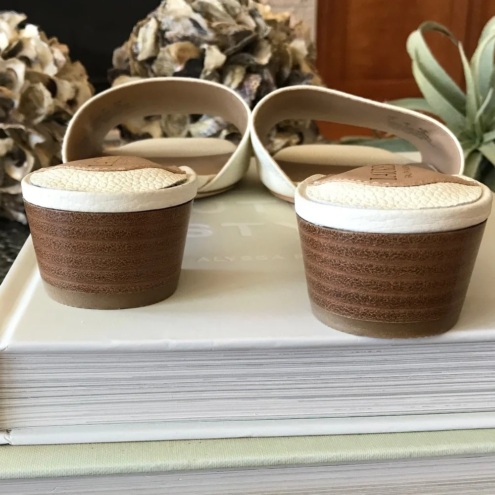 RALPH LAUREN LEATHER SLIP ON SANDALS - Picture 6 of 14